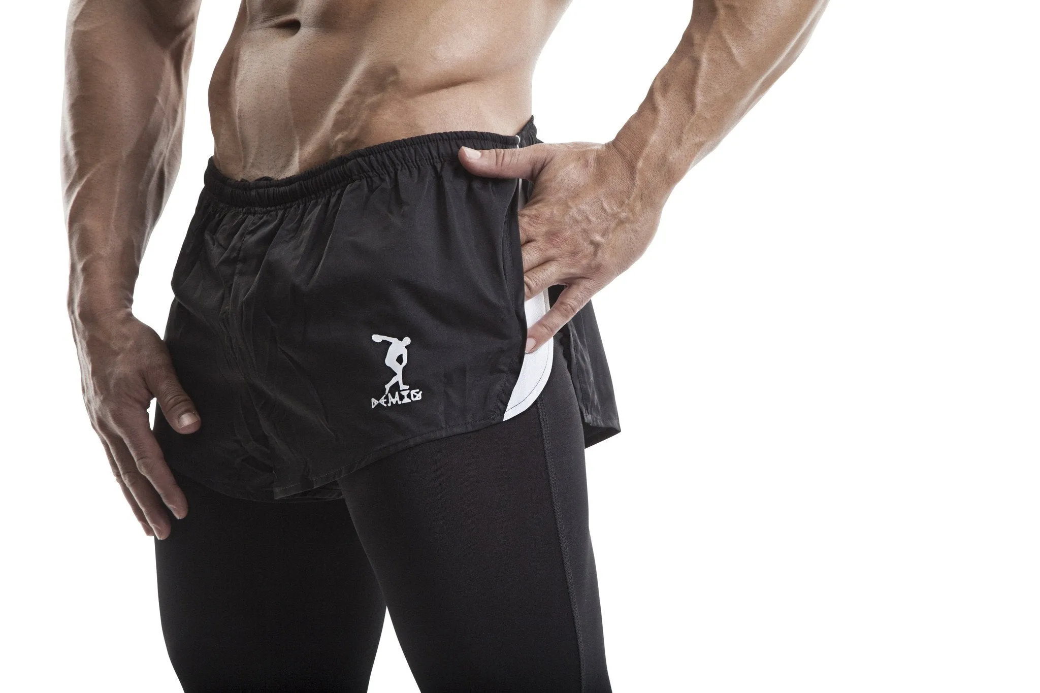 2-in-1 Leggings and Shorts(Black/white)-Nylon/elastin