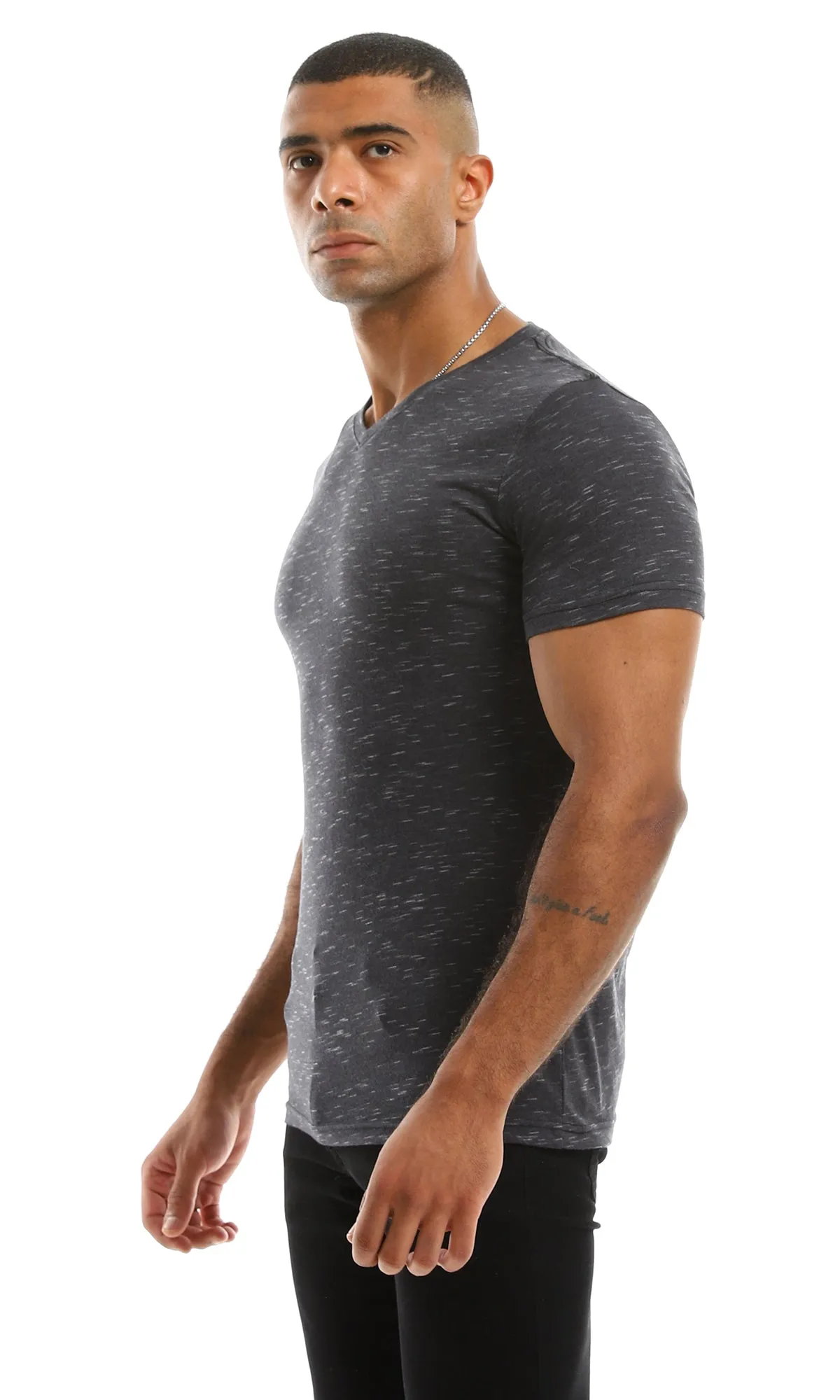 97922 Heather Charcoal V-Neck T-Shirt