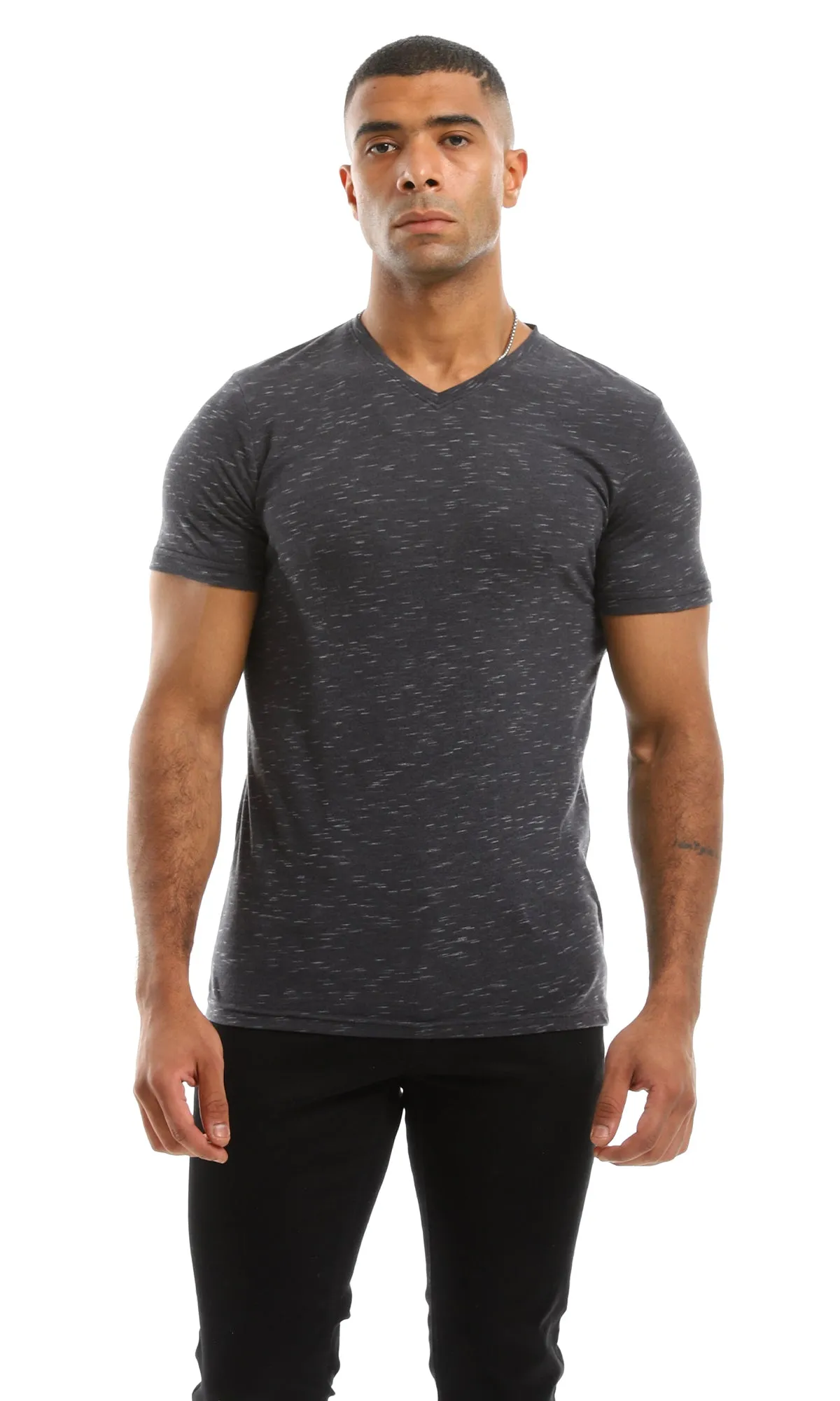 97922 Heather Charcoal V-Neck T-Shirt
