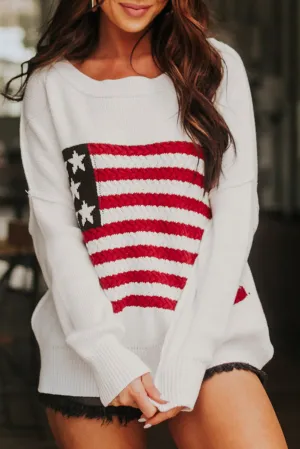 American Flag Knit Pullover