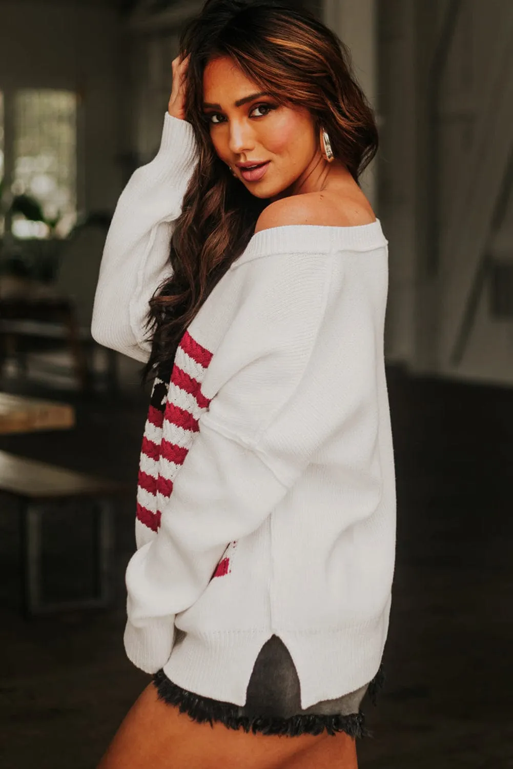 American Flag Knit Pullover