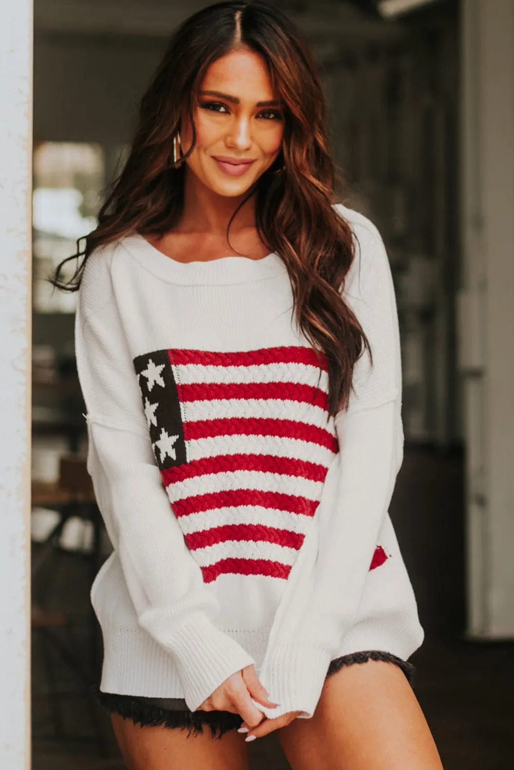 American Flag Knit Pullover