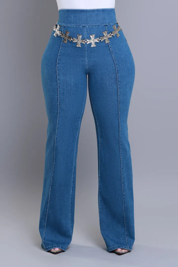 Big Deal High Rise Wide Leg Denim Pants - Blue