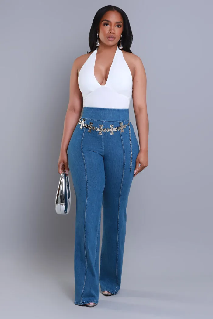 Big Deal High Rise Wide Leg Denim Pants - Blue