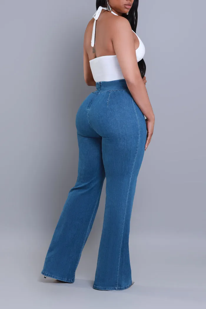 Big Deal High Rise Wide Leg Denim Pants - Blue