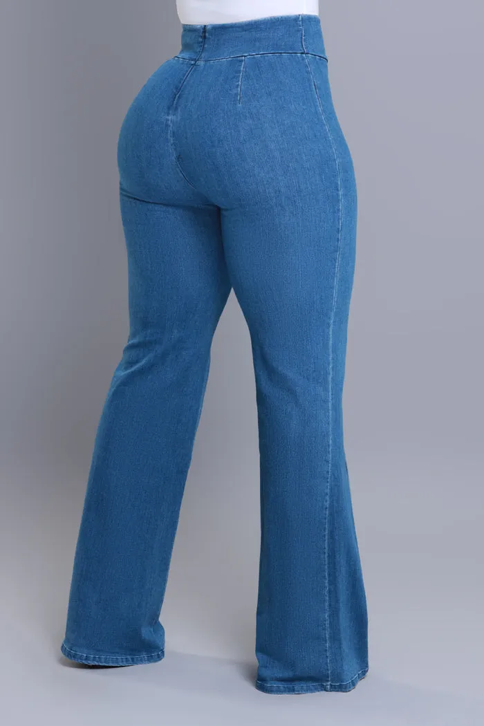 Big Deal High Rise Wide Leg Denim Pants - Blue