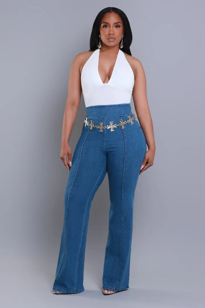 Big Deal High Rise Wide Leg Denim Pants - Blue