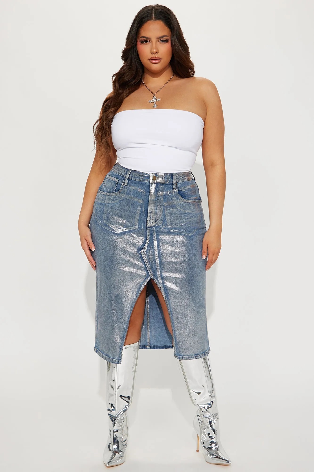 BlackTree Denim Midi Skirt