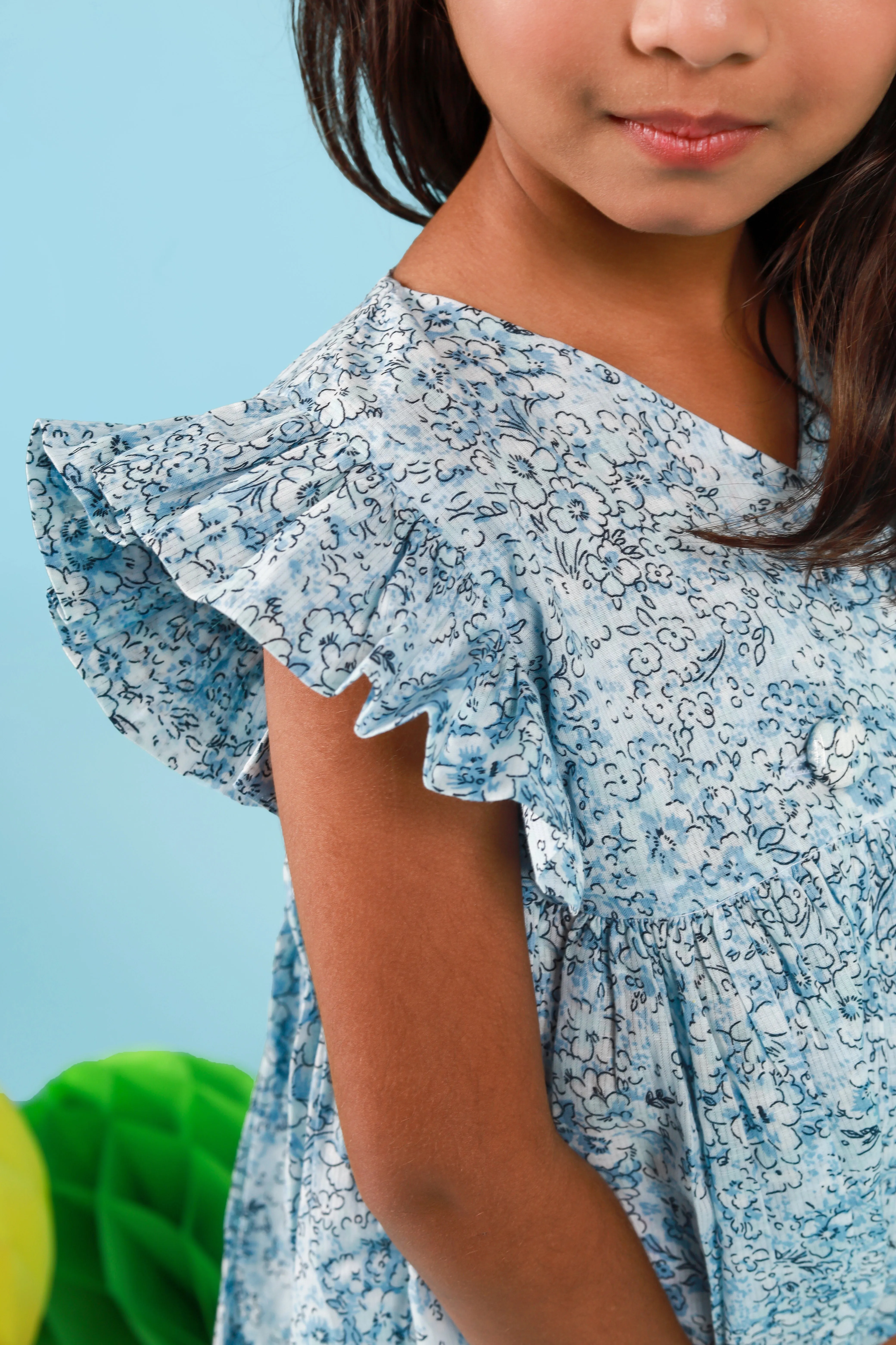 Blue Petal Wrap Dress for Infants & Toddlers| Baby Frock
