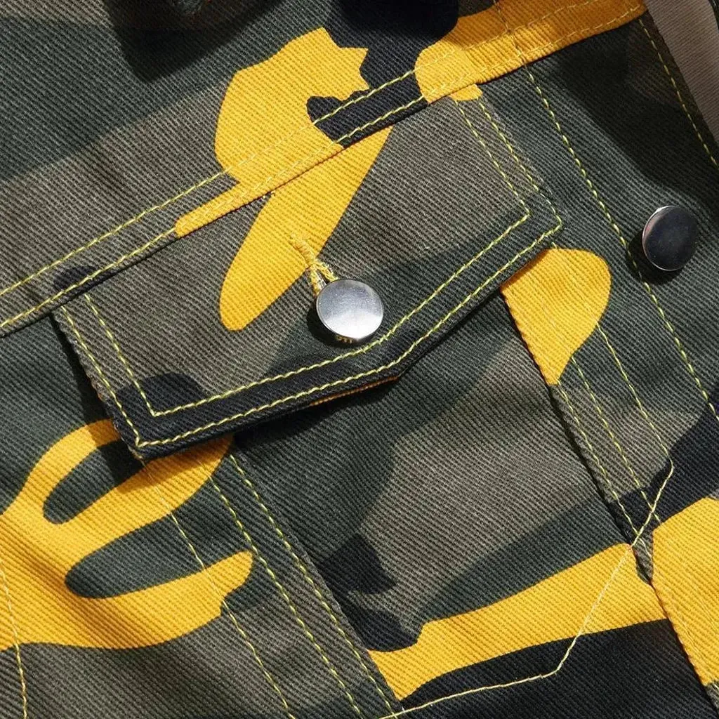 Boho street style regular fit men's jean vest