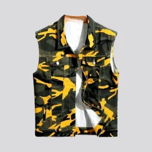 Boho street style regular fit men's jean vest