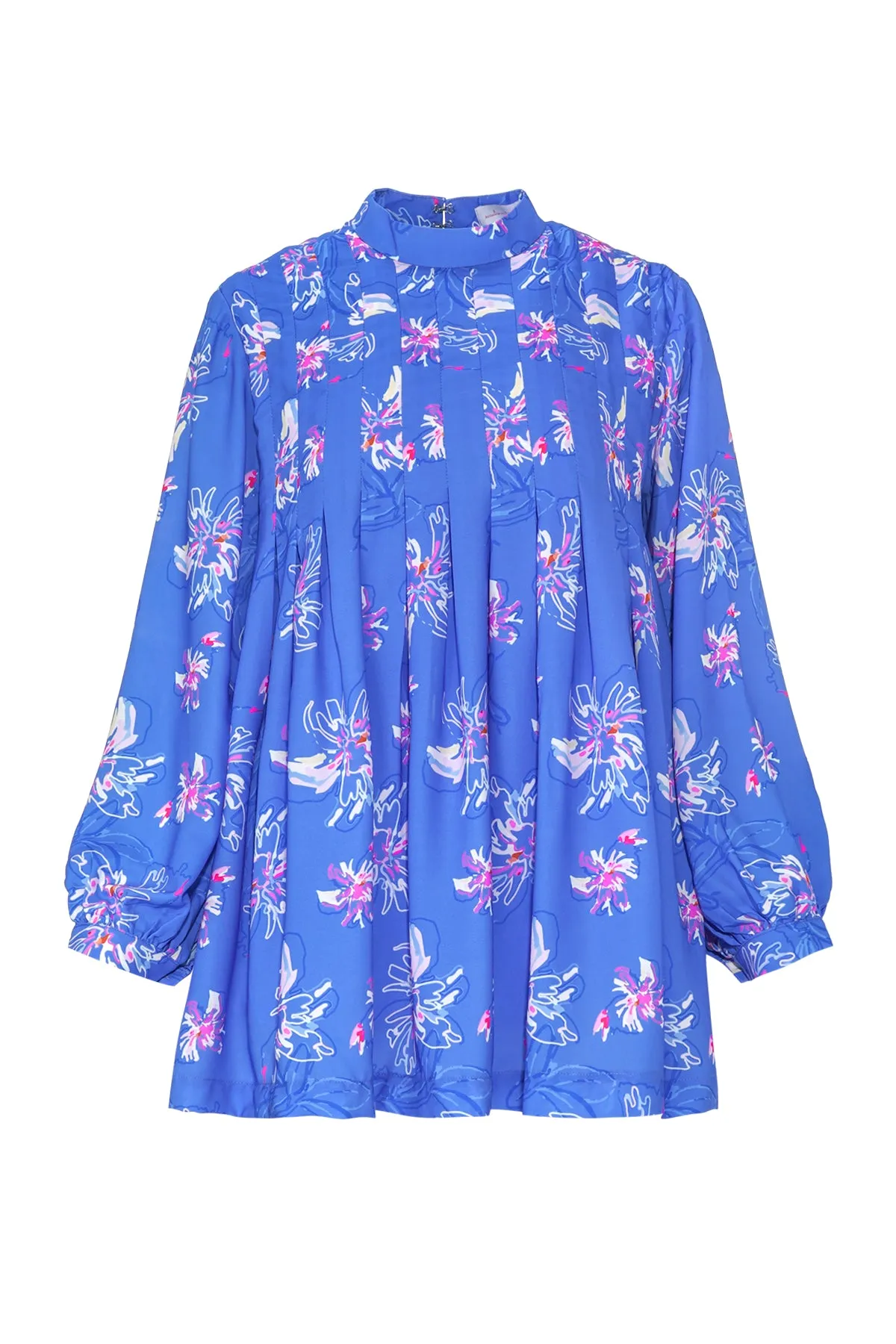 Buttonscarves X Jovian Paradiso Paula Pleated Blouse In Marina Blue