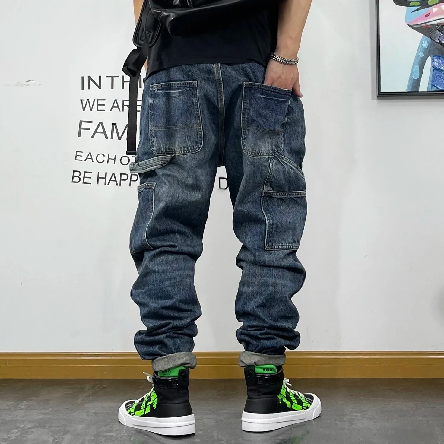 Cargo denim Jeans loose hip hop style Trousers