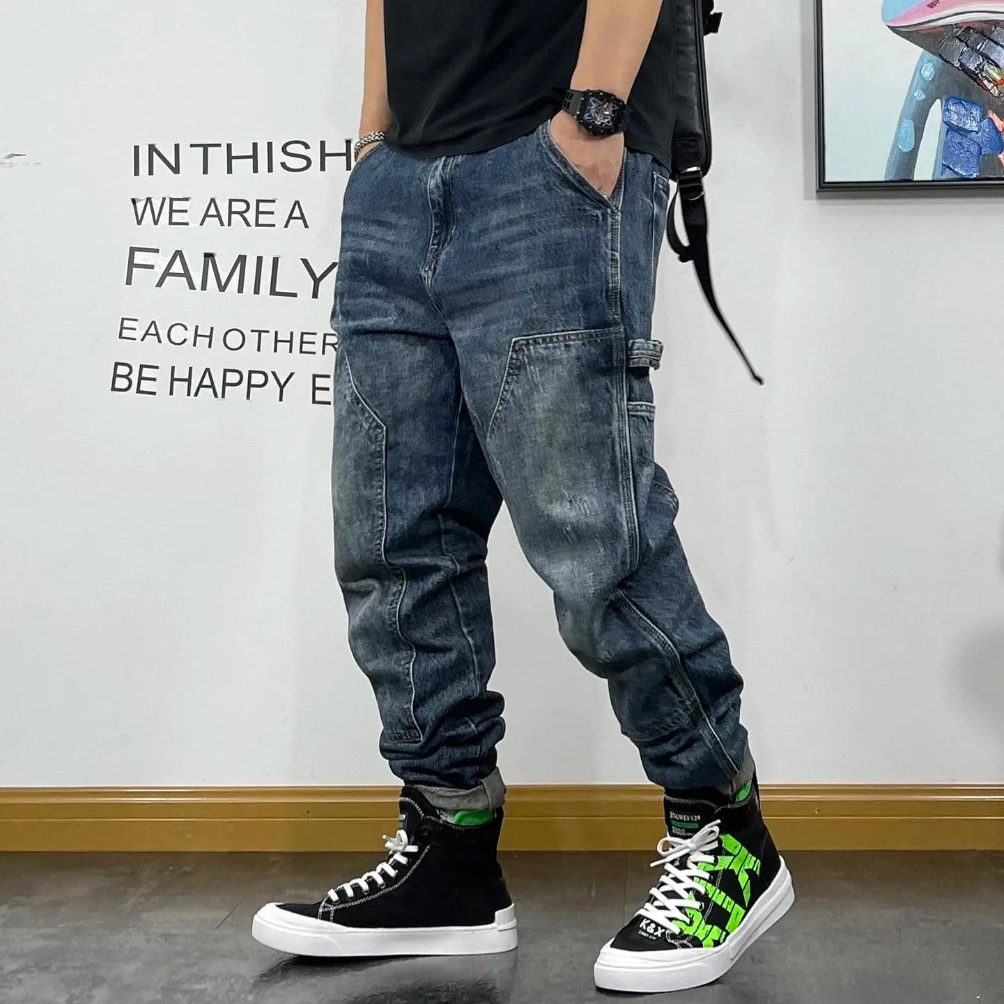 Cargo denim Jeans loose hip hop style Trousers