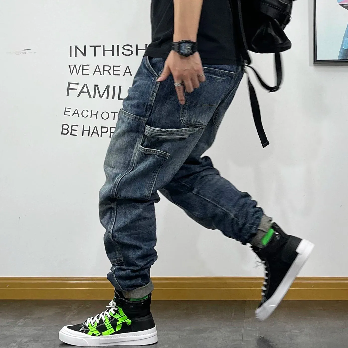 Cargo denim Jeans loose hip hop style Trousers