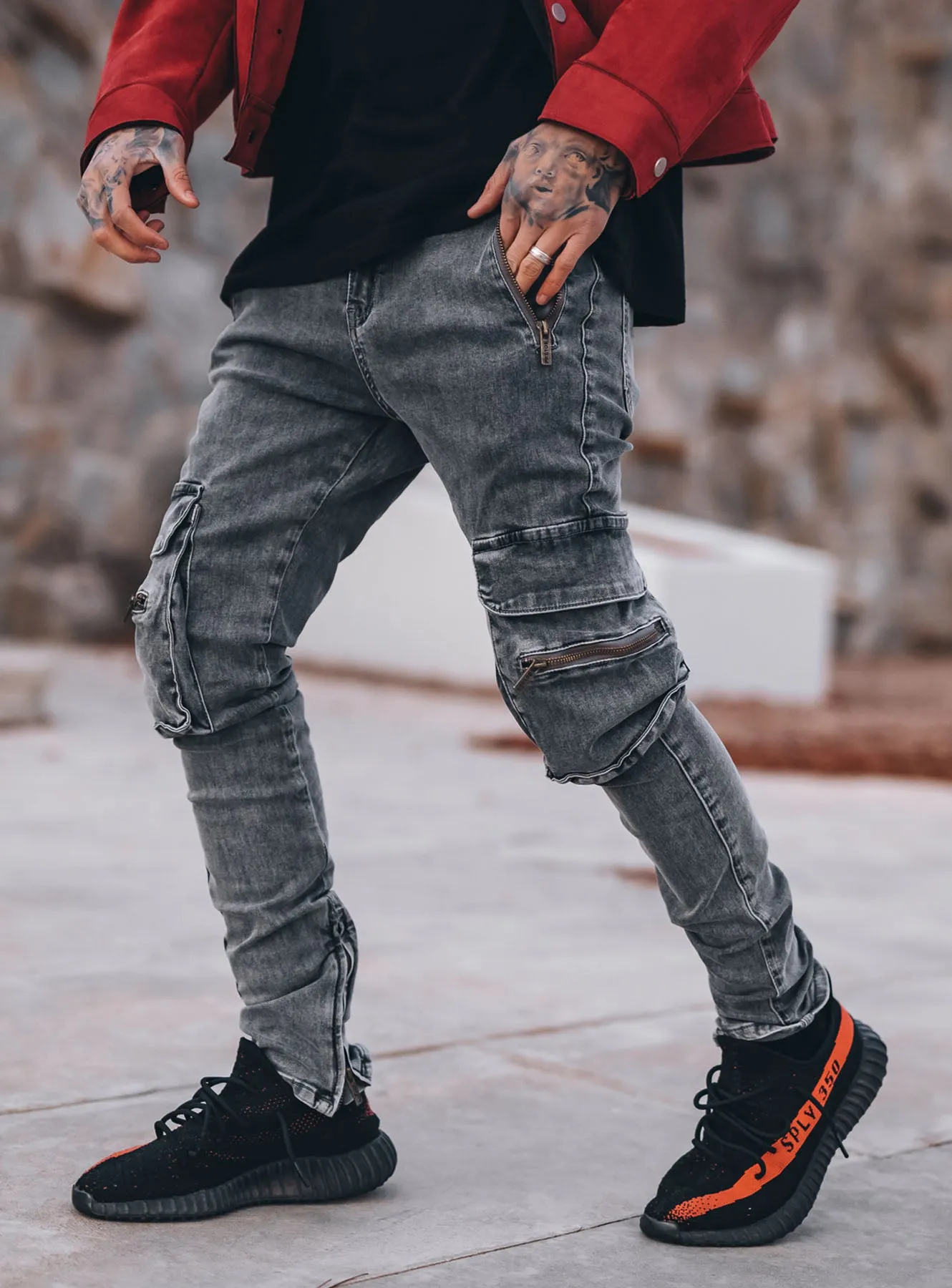 Cargo Jeans V6 in Grey