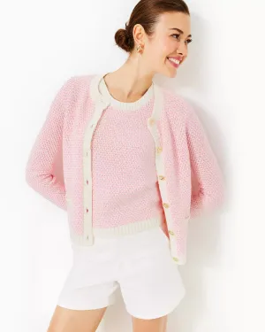 CAVAN SWEATER SET HEATHERED CONCH SHELL PINK COASTAL CHECK