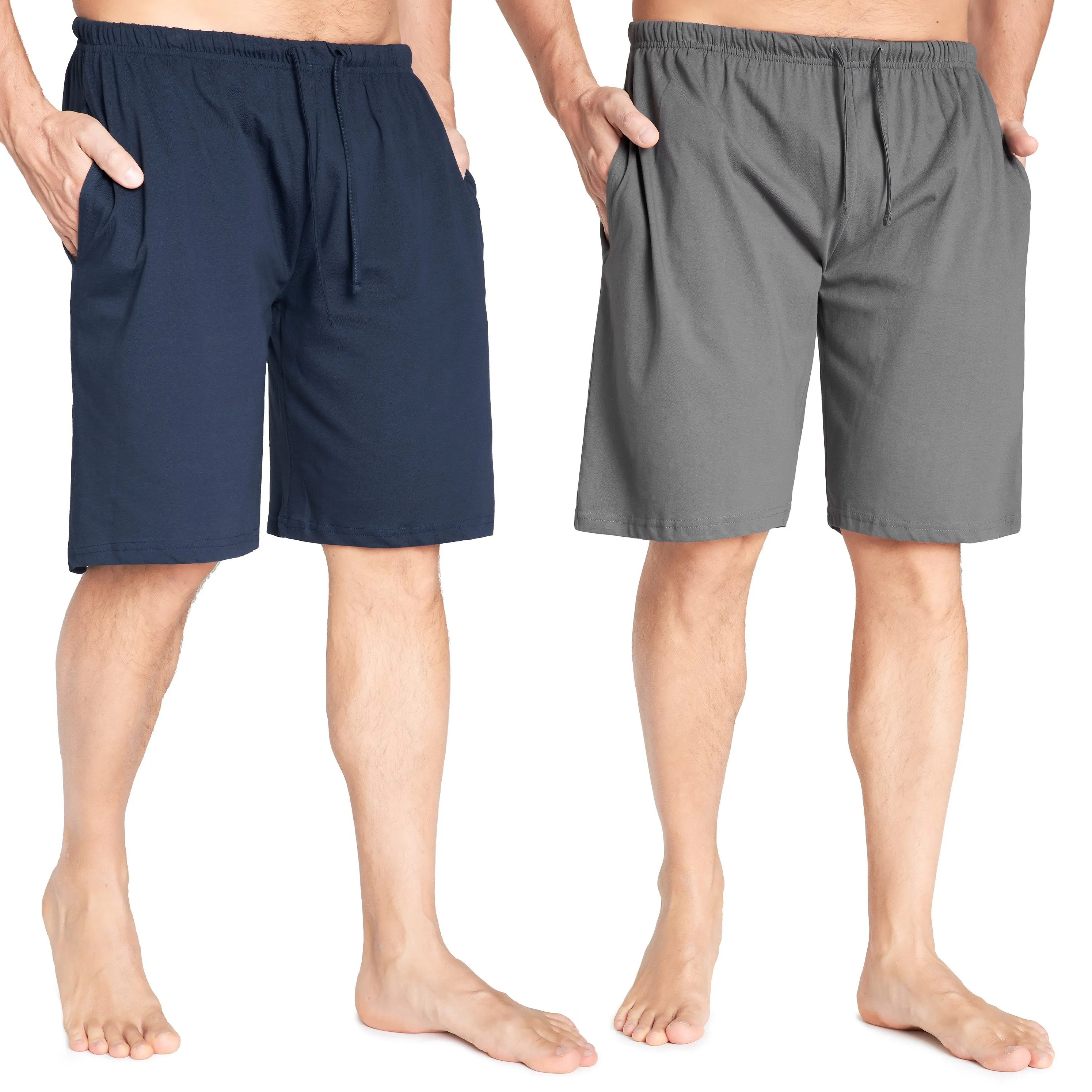 CityComfort Cotton Pyjama Shorts with Elasticated Waist for Men - 2 Pack