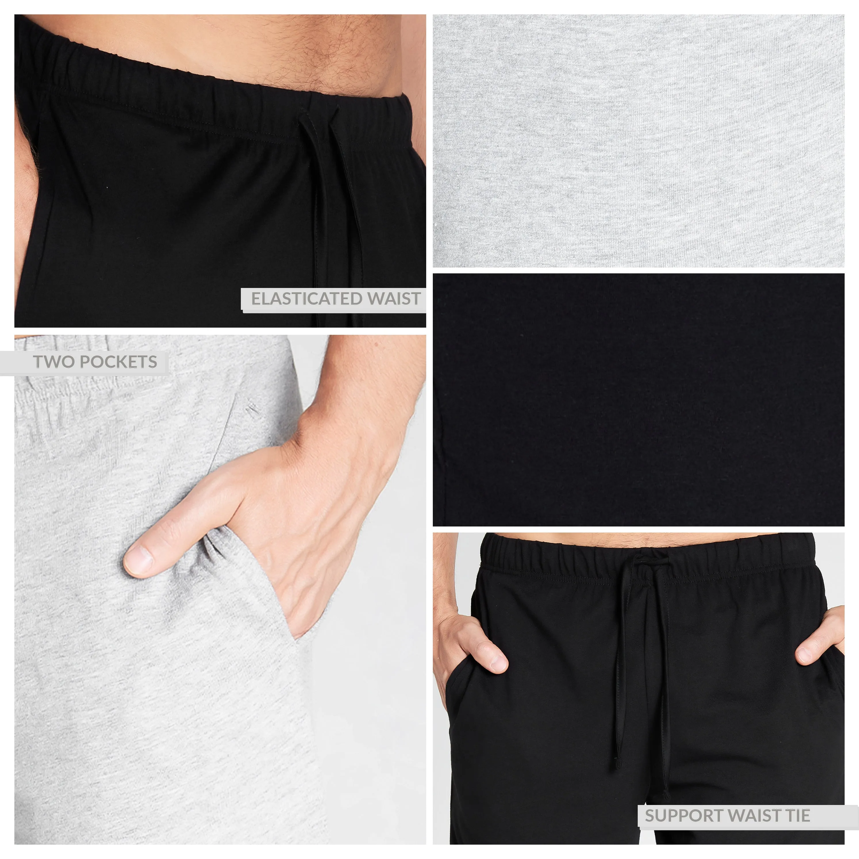 CityComfort Cotton Pyjama Shorts with Elasticated Waist for Men - 2 Pack