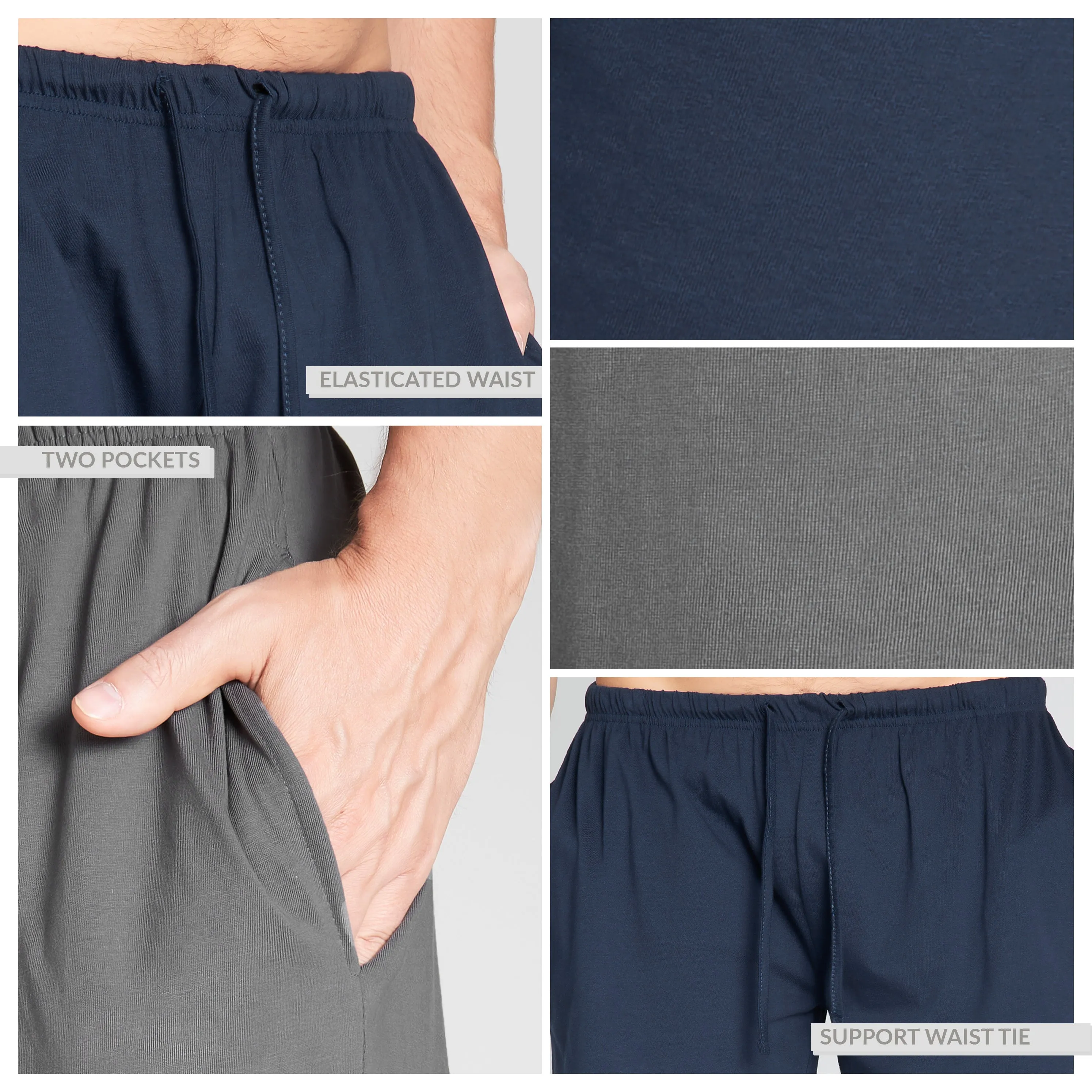 CityComfort Cotton Pyjama Shorts with Elasticated Waist for Men - 2 Pack