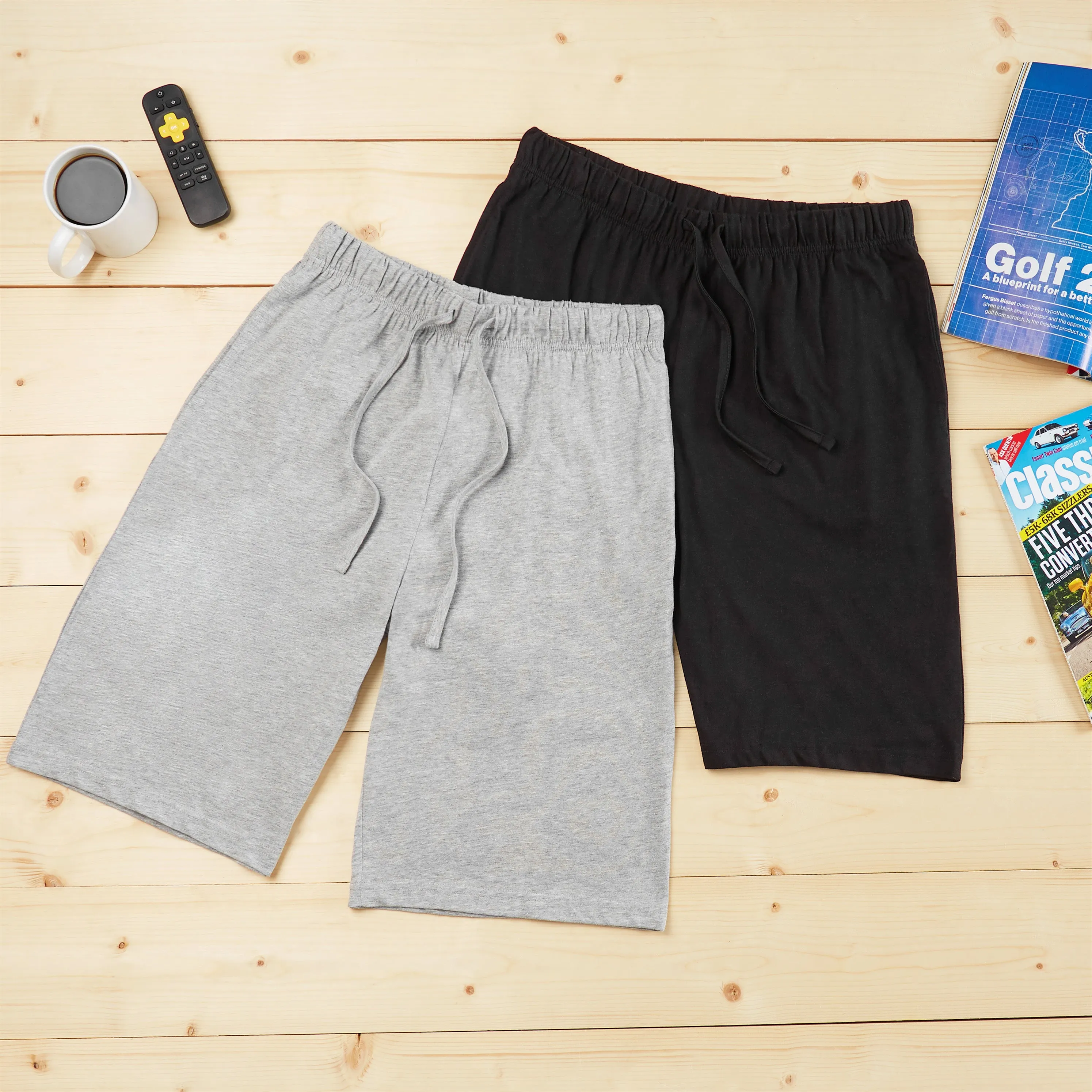 CityComfort Cotton Pyjama Shorts with Elasticated Waist for Men - 2 Pack