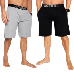 CityComfort Mens Pyjama Shorts - Jersey Lounge Wear with Pockets Pack of 2