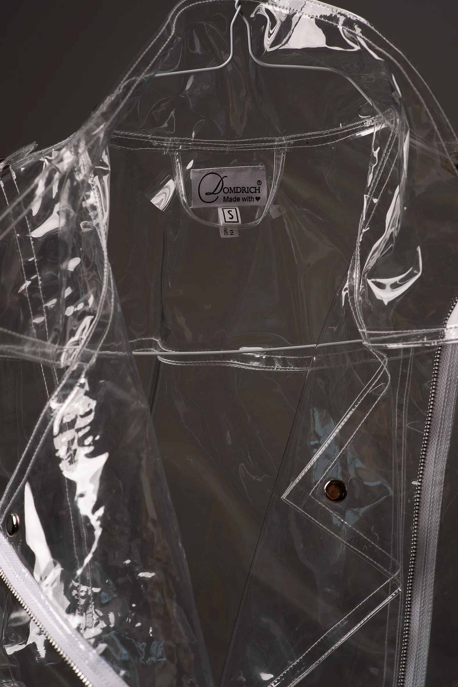 Clear Vinyl Biker Jacket. Ladies Vinyl Motocycle Jacket.