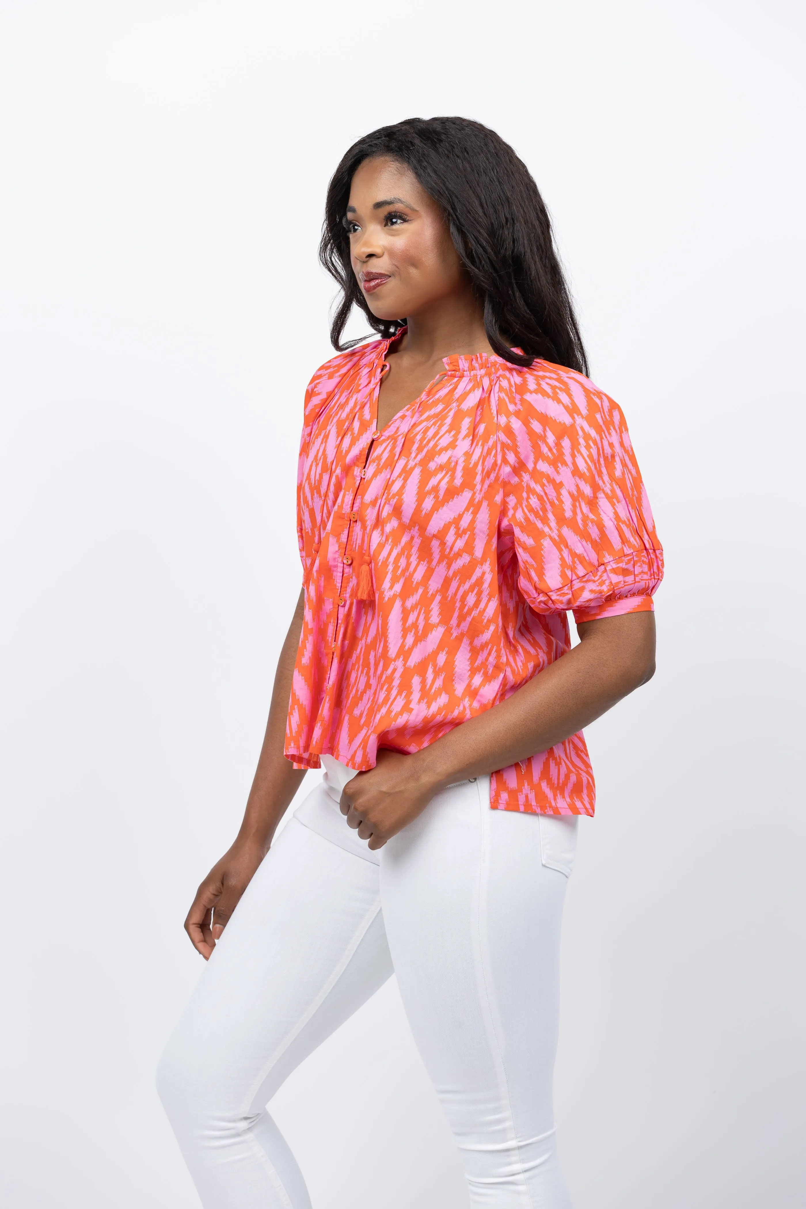 Cleobella Malinda Blouse in Jaipur Ikat Print