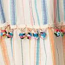 Cream & Multicolor Stripe Pom Pom Fit & Flare Dress