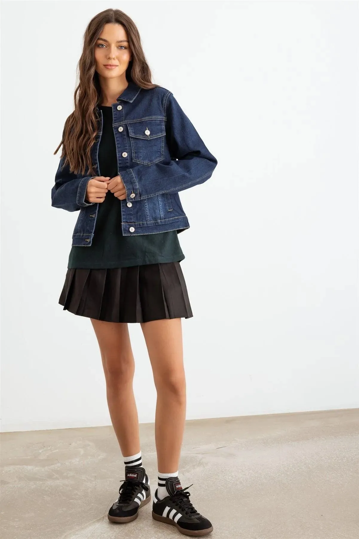 Denim  Button-Up Four Pocket Long Sleeve Jacket