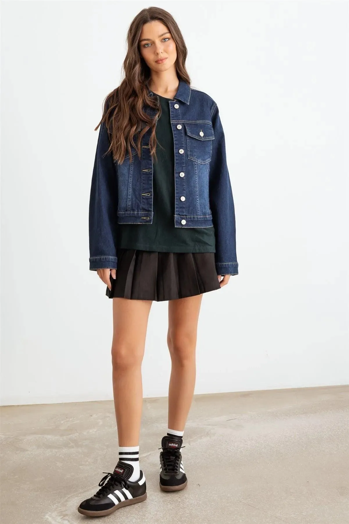 Denim  Button-Up Four Pocket Long Sleeve Jacket