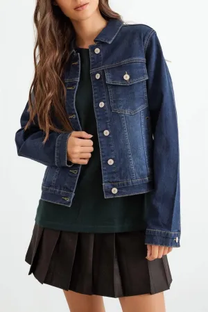 Denim  Button-Up Four Pocket Long Sleeve Jacket