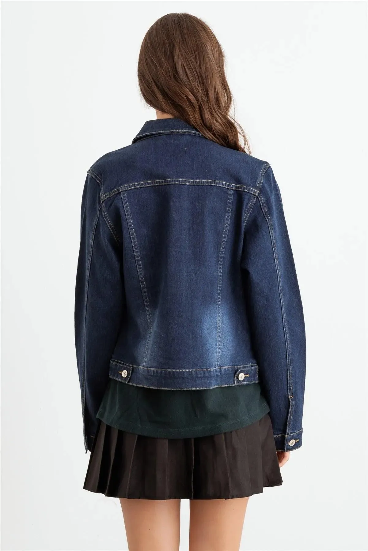 Denim  Button-Up Four Pocket Long Sleeve Jacket
