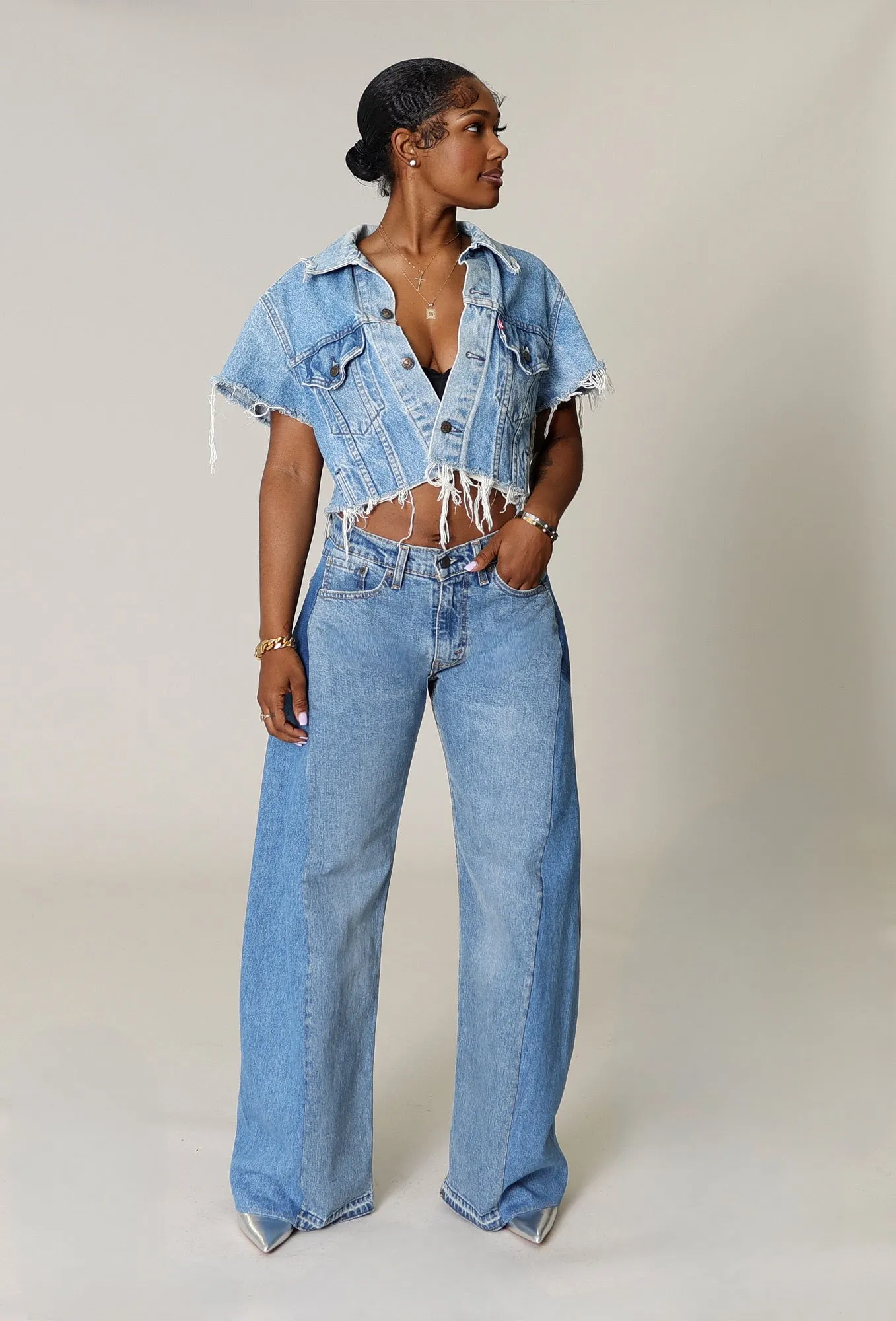 DENIM WIDE LEG JEANS