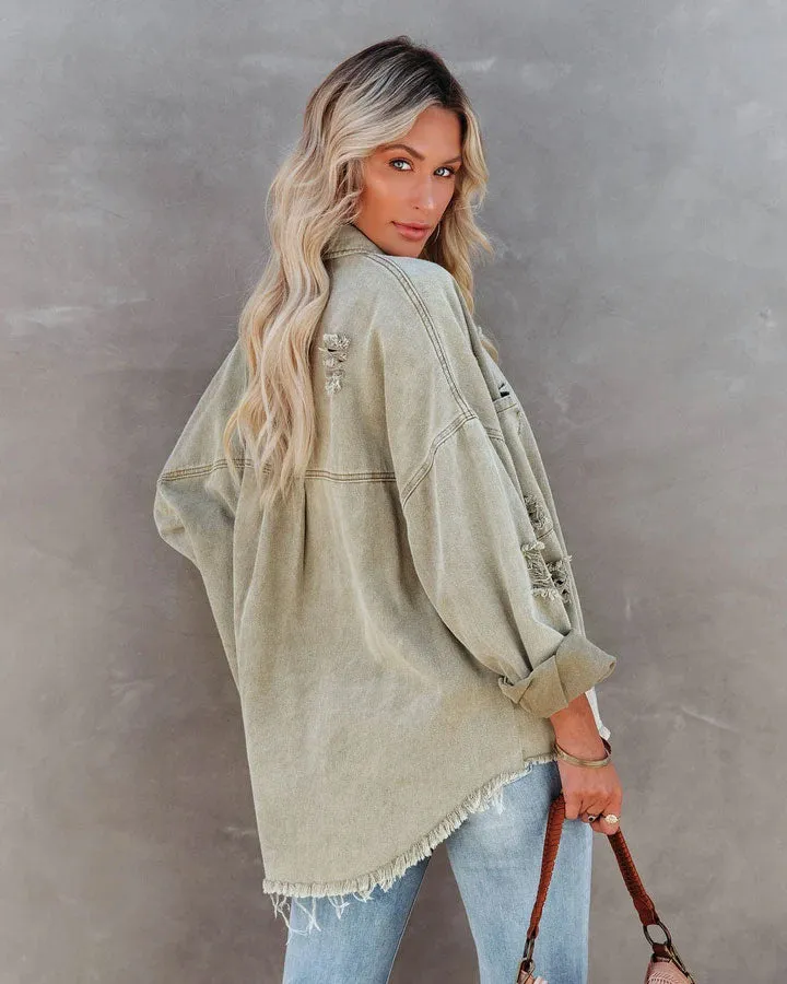 Distressed Tassel Loose Denim Jacket