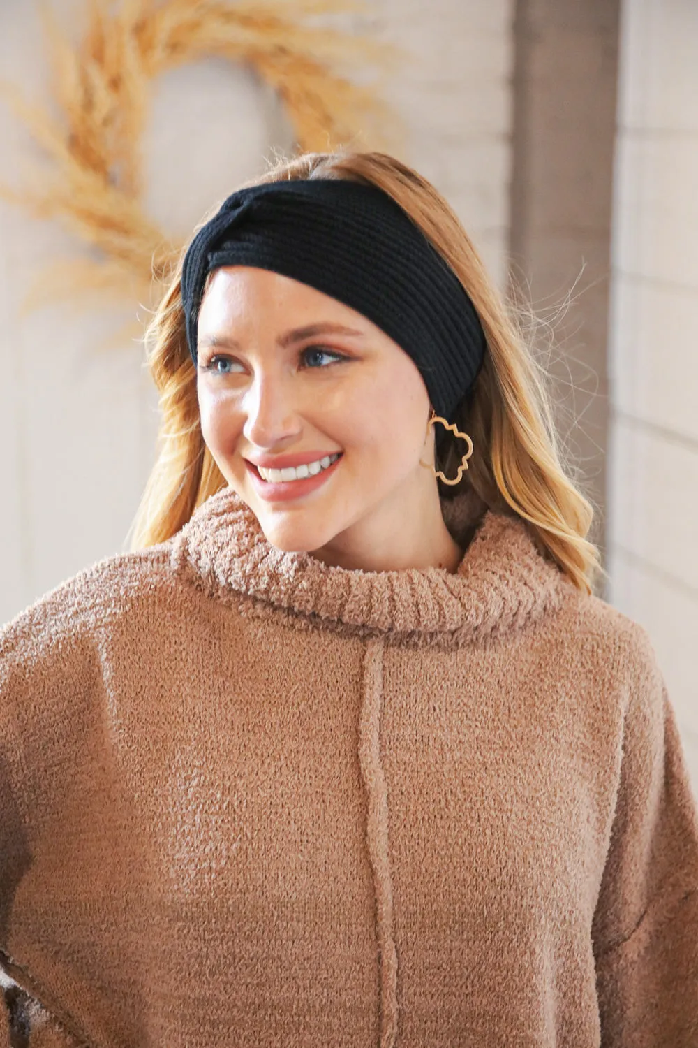 Explore More Collection - Black Knit Twist Stretchy Headband