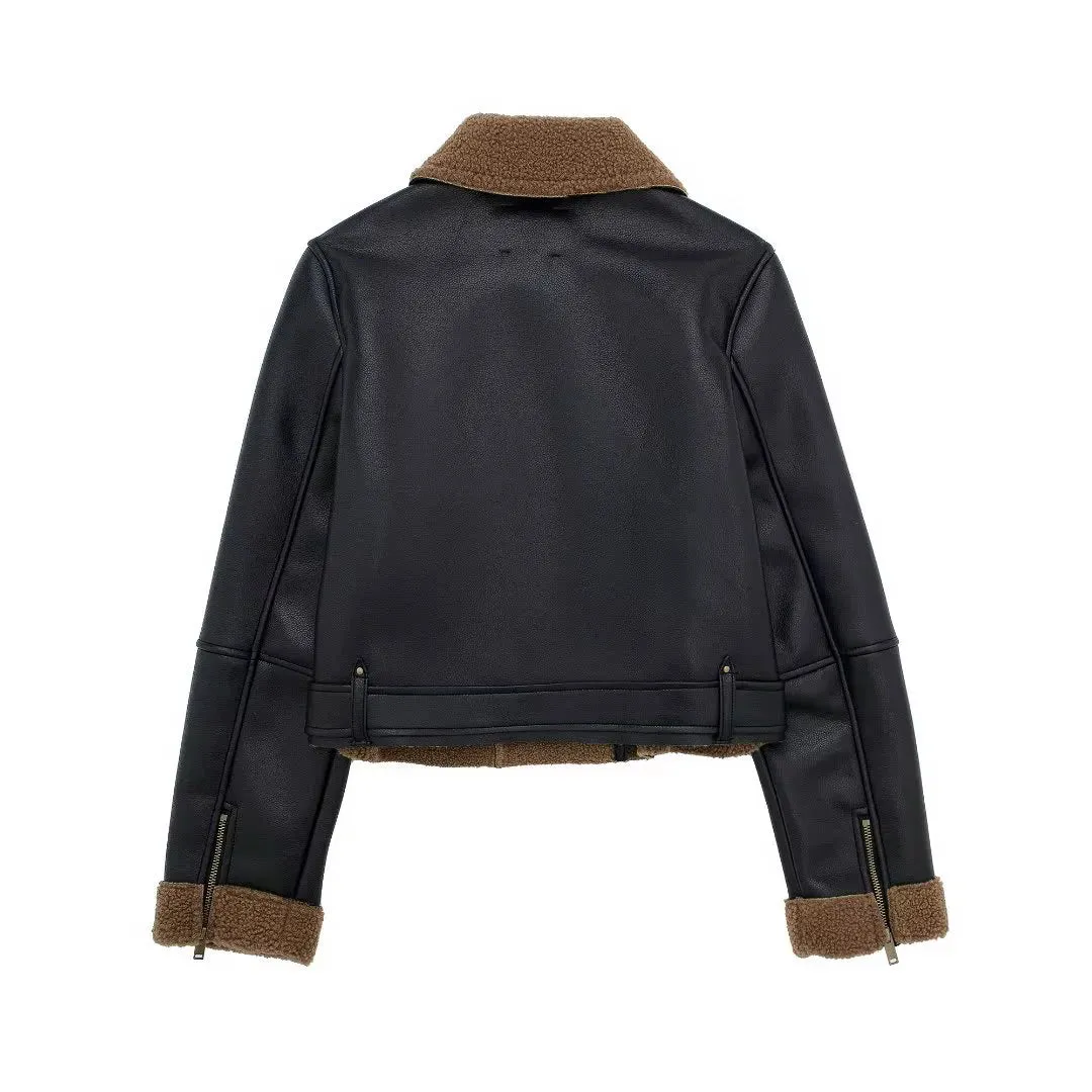 Fashionkova Solveig Velvet Lined Biker Jacket