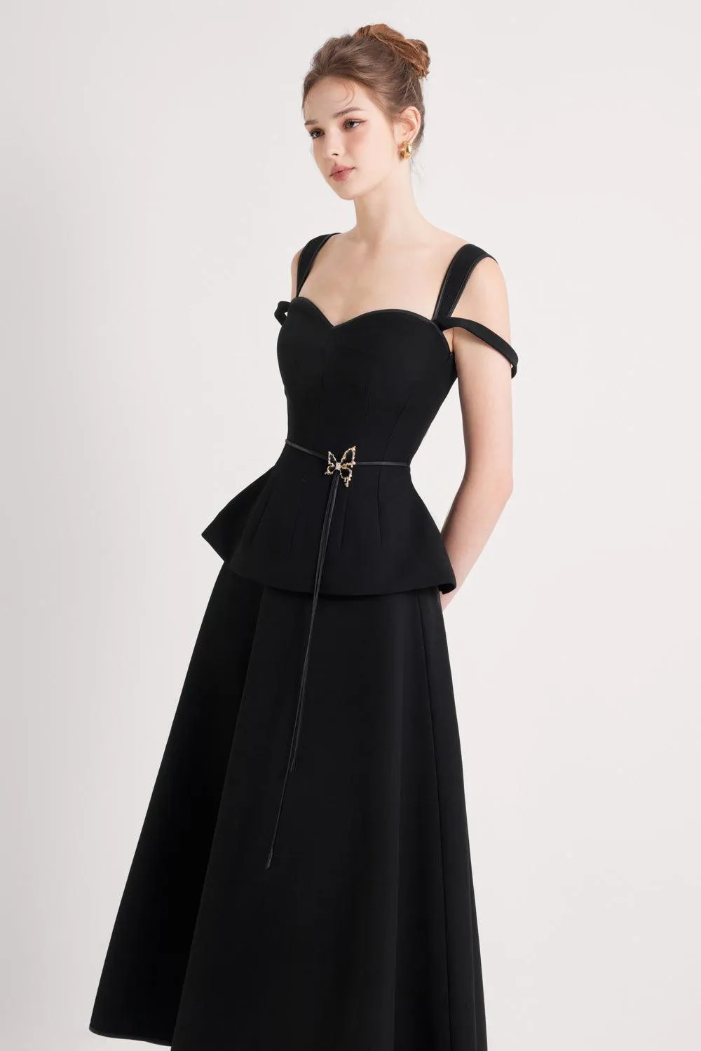 Freya A-line Draped Polycotton Midi Skirt