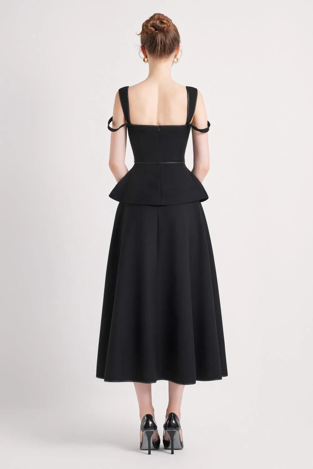 Freya A-line Draped Polycotton Midi Skirt