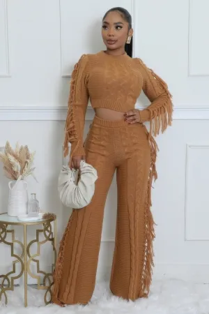 Fringed Knitted Pant Set