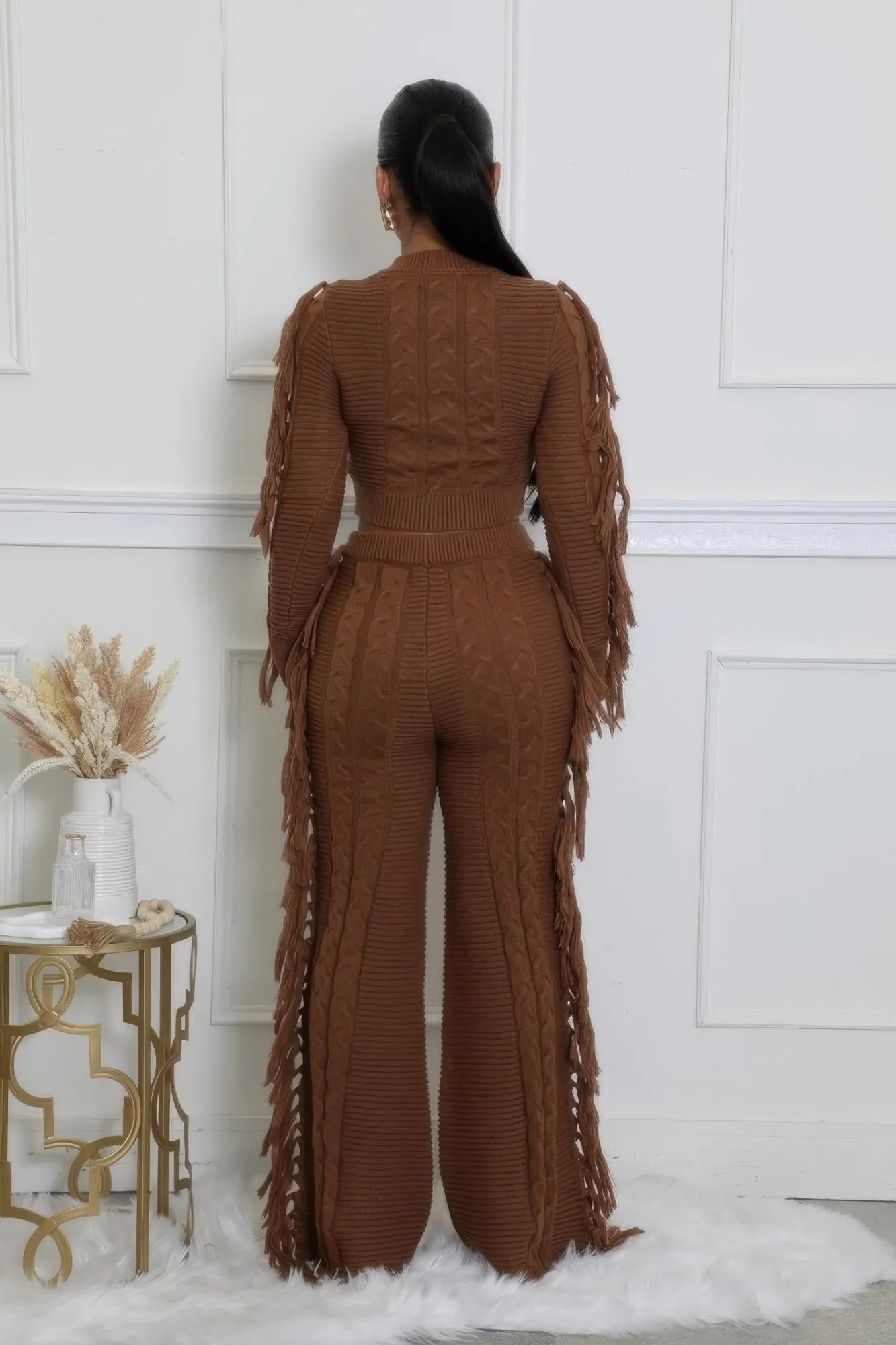 Fringed Knitted Pant Set