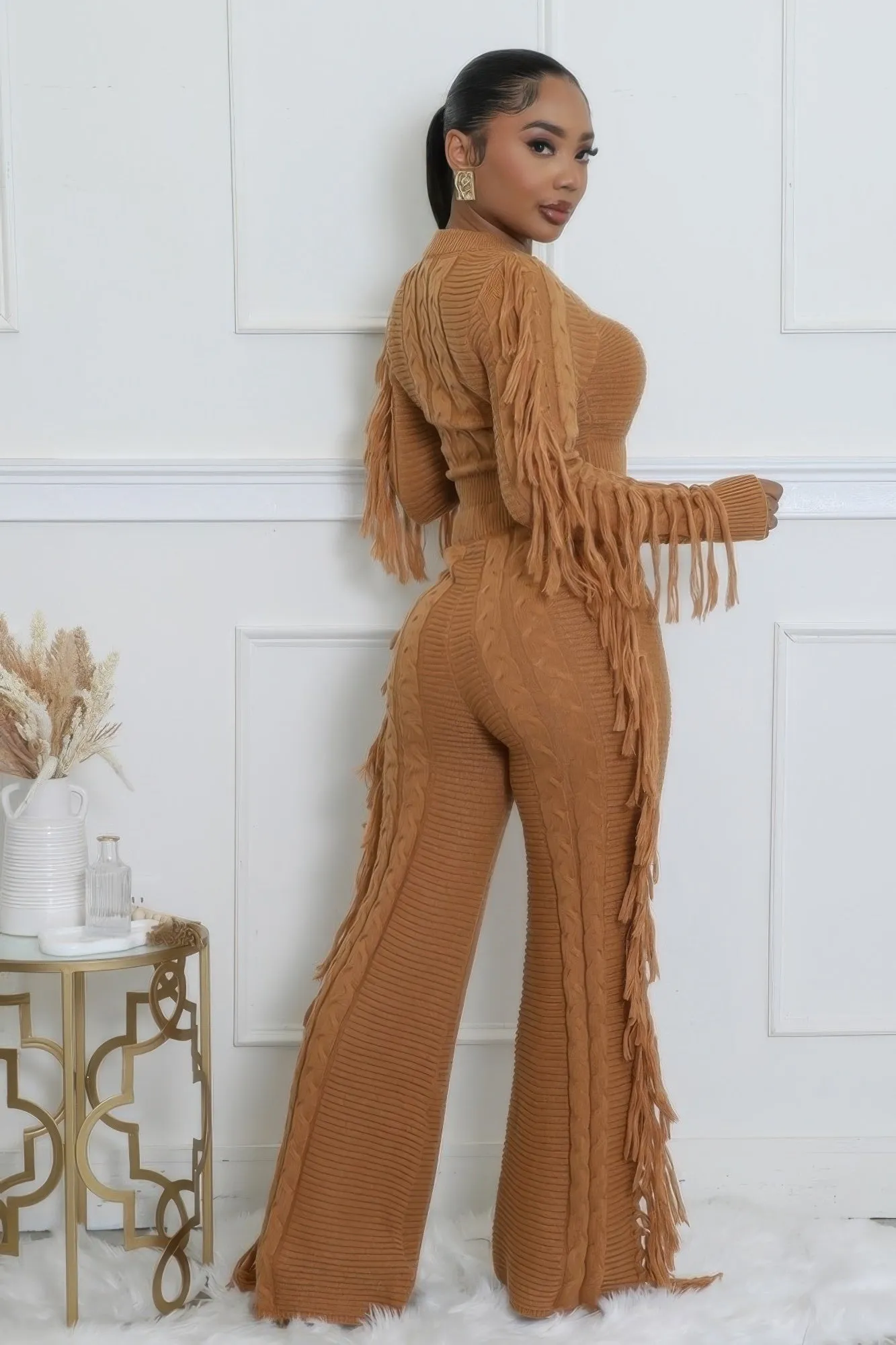 Fringed Knitted Pant Set