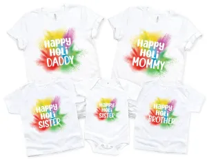 Happy Holi Family T-Shirt Personalized