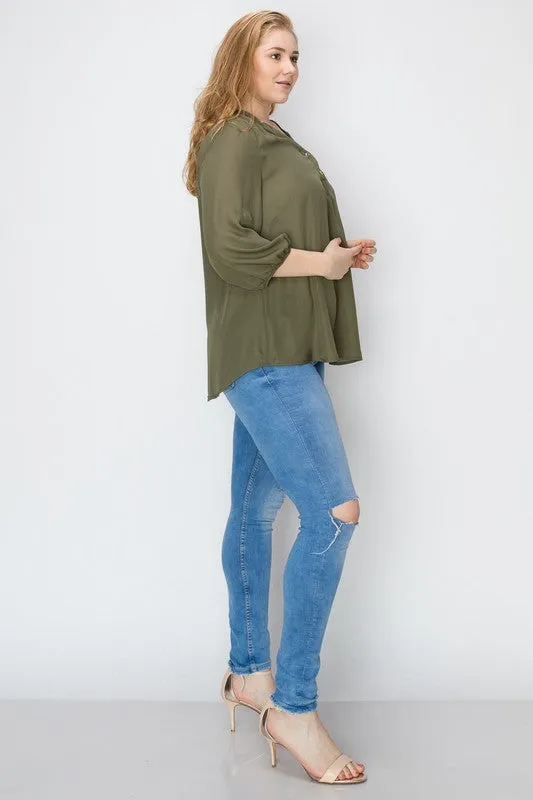 HI Curvy Plus Size Women Simple Blouse