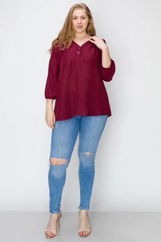 HI Curvy Plus Size Women Simple Blouse