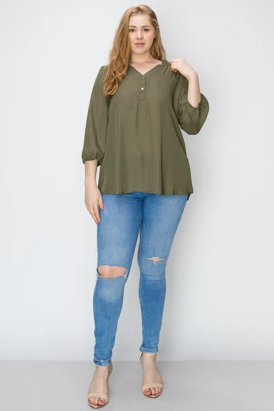 HI Curvy Plus Size Women Simple Blouse