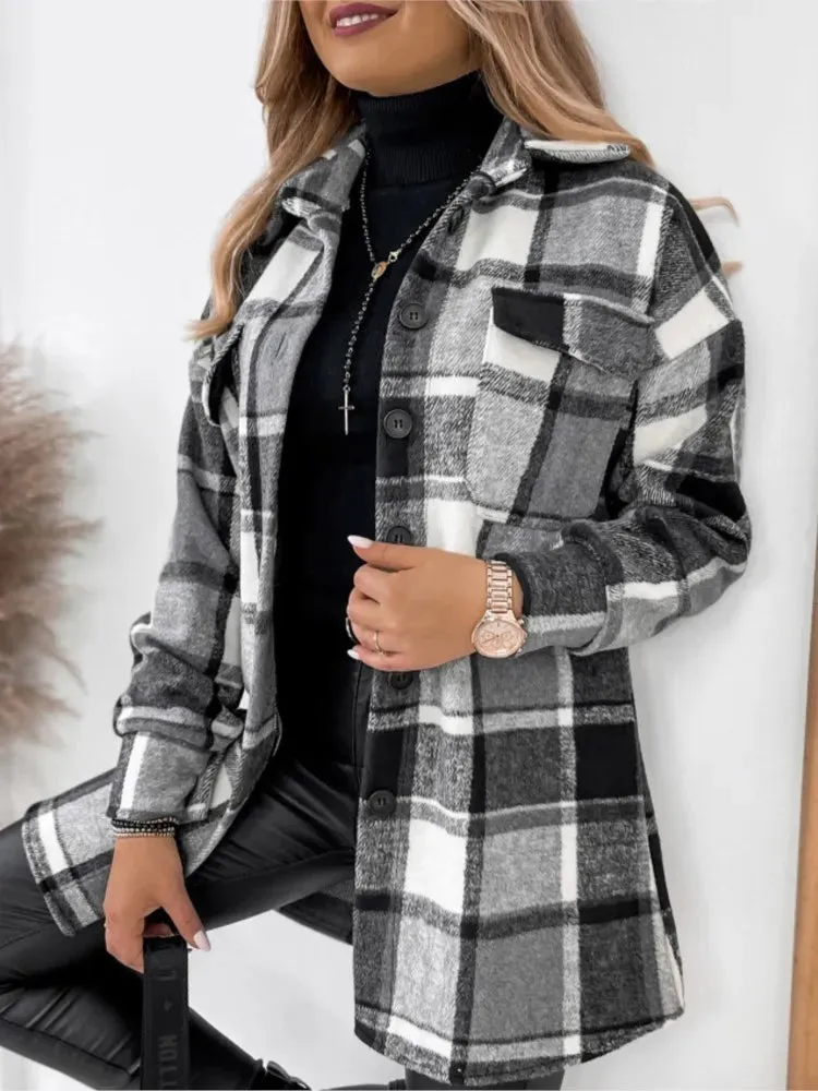 Ivyshape | Cozy Plaid Jacket