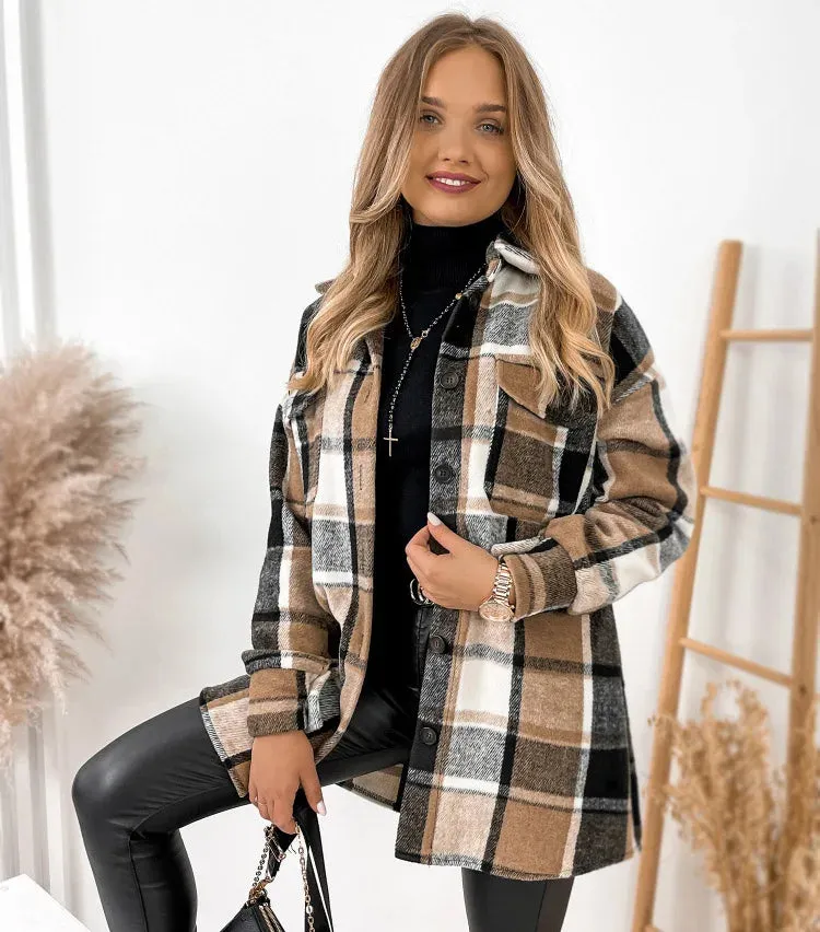Ivyshape | Cozy Plaid Jacket