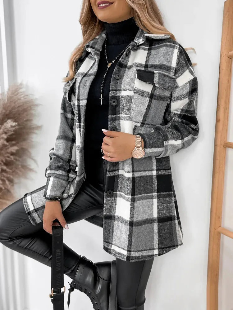 Ivyshape | Cozy Plaid Jacket