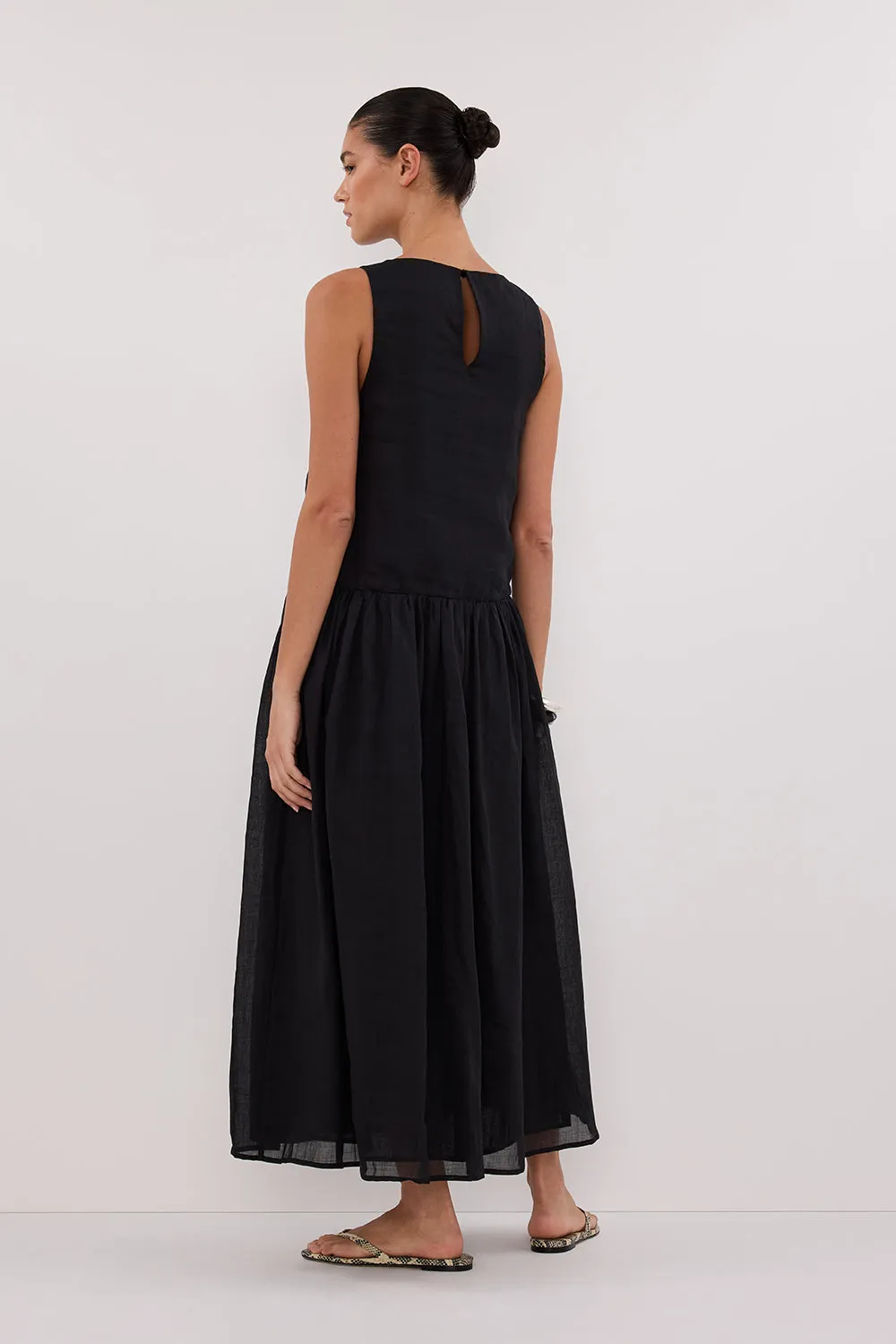 JACQUES BLACK RAMIE MIDI DRESS